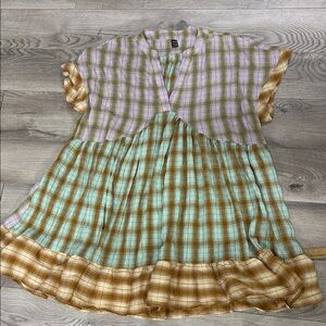 Plaid Short Sleeve Dress